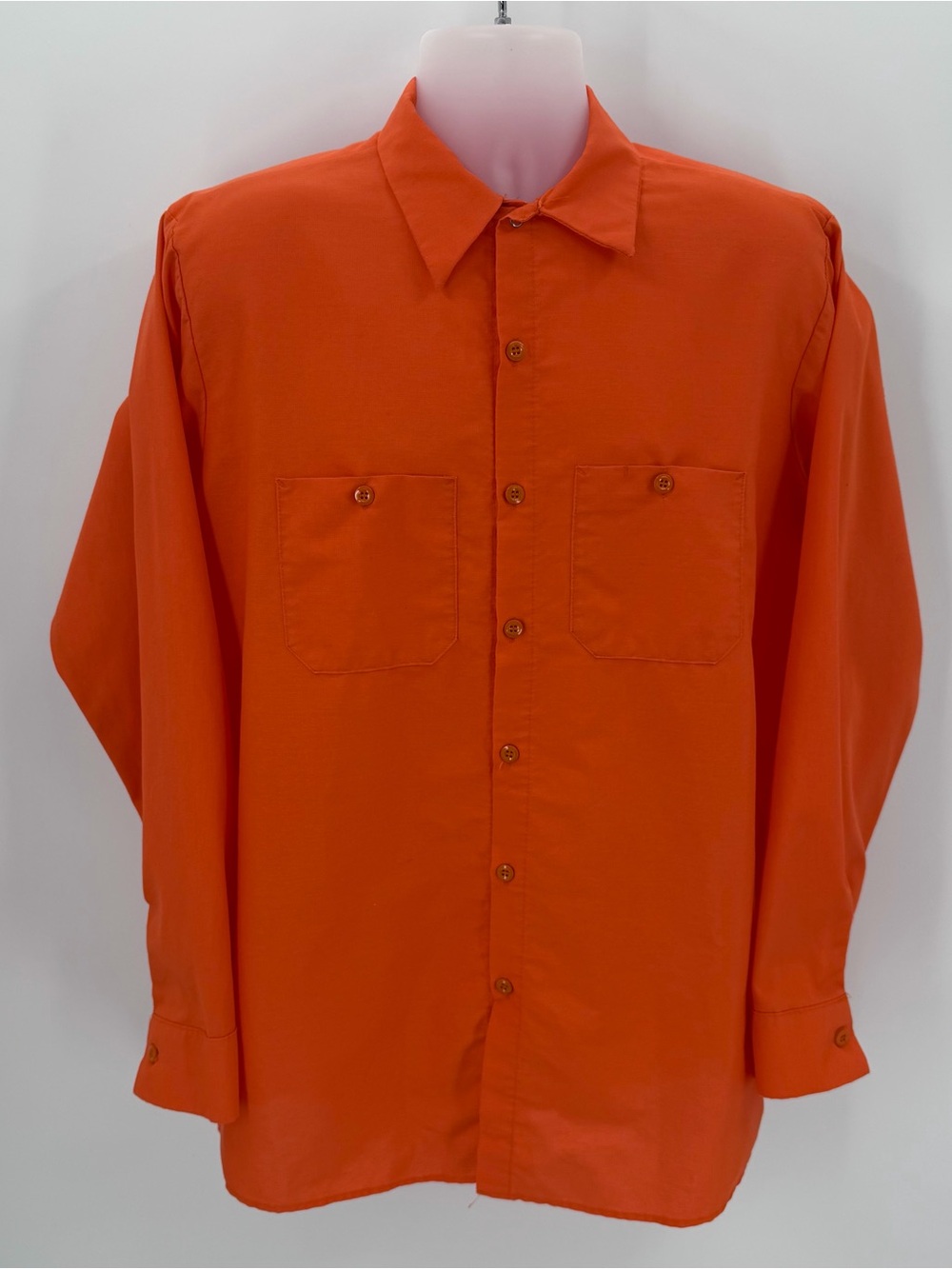 Red Kap Shirt Men’s L Orange SP14OR5 Long Sleeve Button Front Workwear Utility